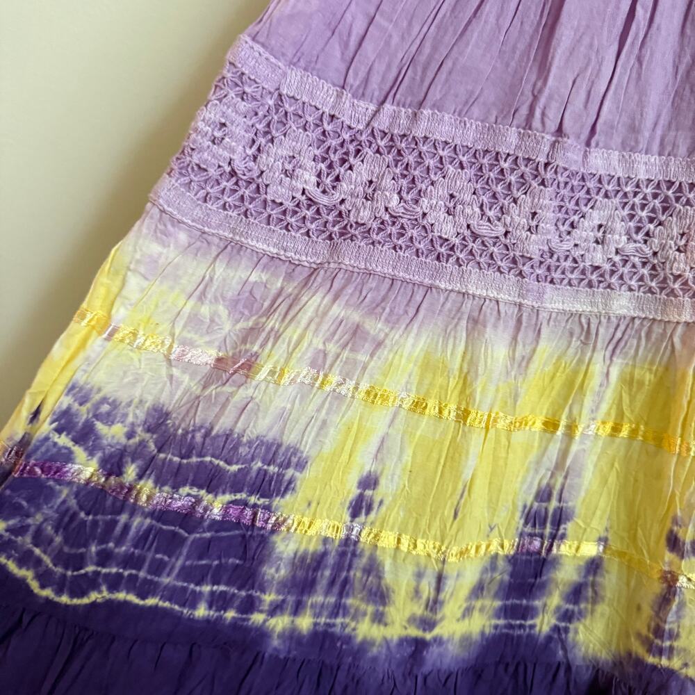 Y2K Vintage Deadstock She's Cool Strapless Boho Purple Tie Dye Dress Size M NWT - Picture 6 of 8